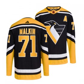 Män Ishockey Pittsburgh Penguins tröja Evgeni Malkin 71 Adidas 2022-23 Svart Reverse Retro 2.0 Authentic